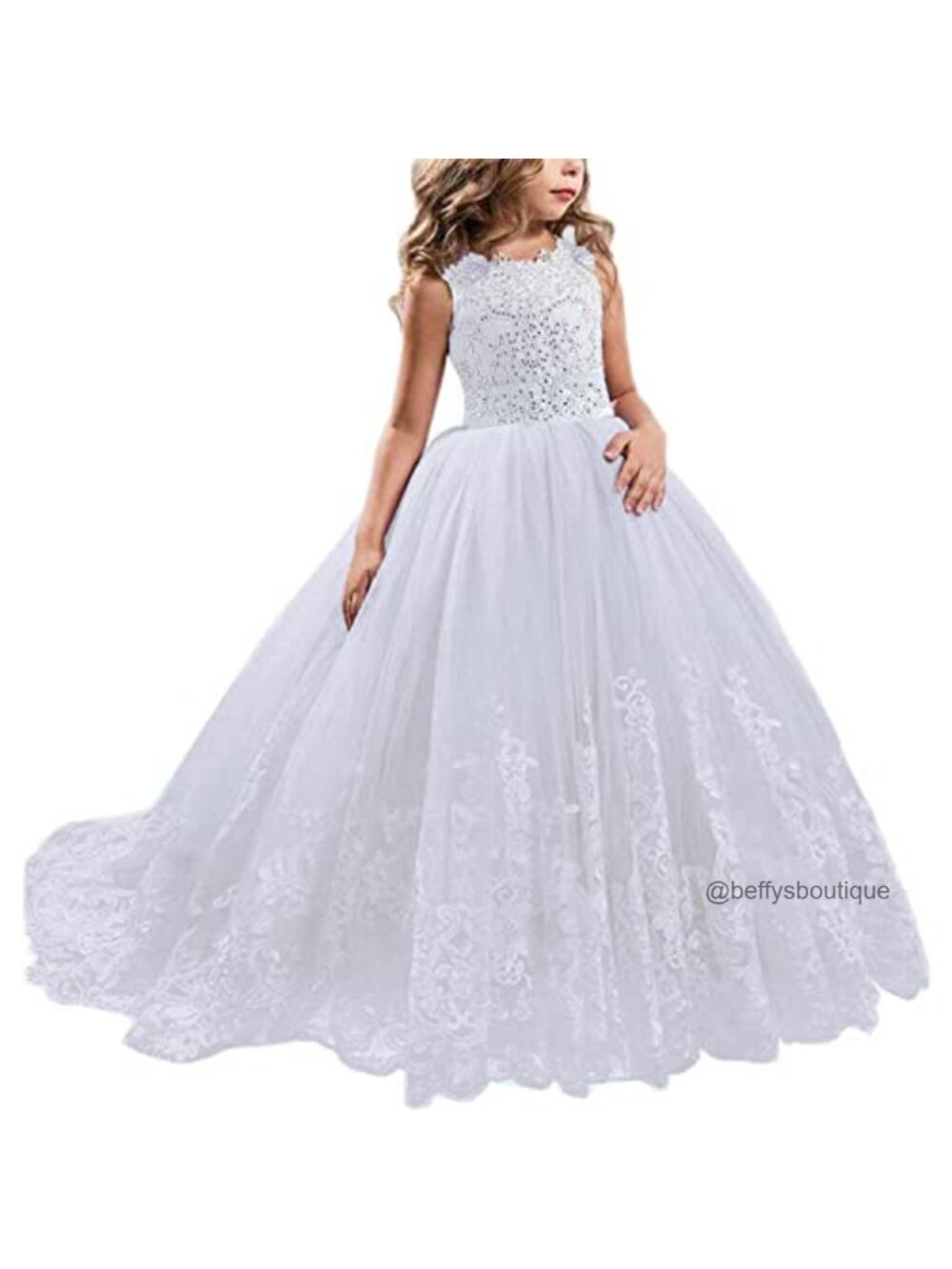 Girls Princess Lilac Pageant Long Dress Kids Tulle Prom Ball Gown